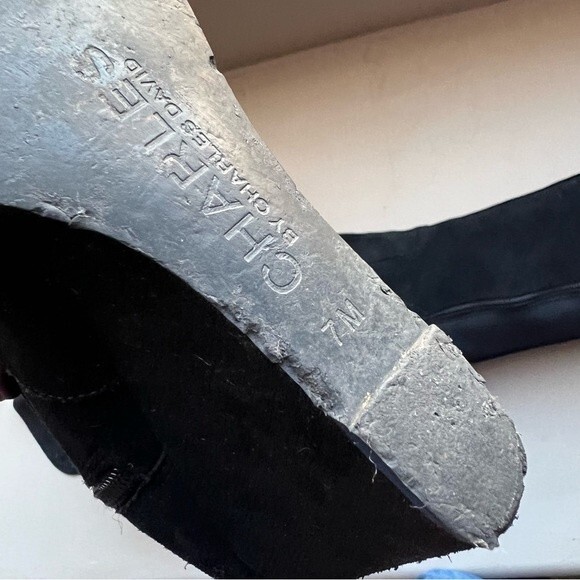 Charles by Charles David Black Suede Wedge Heeled Boots Women’s Size 7 - Picture 15 of 16